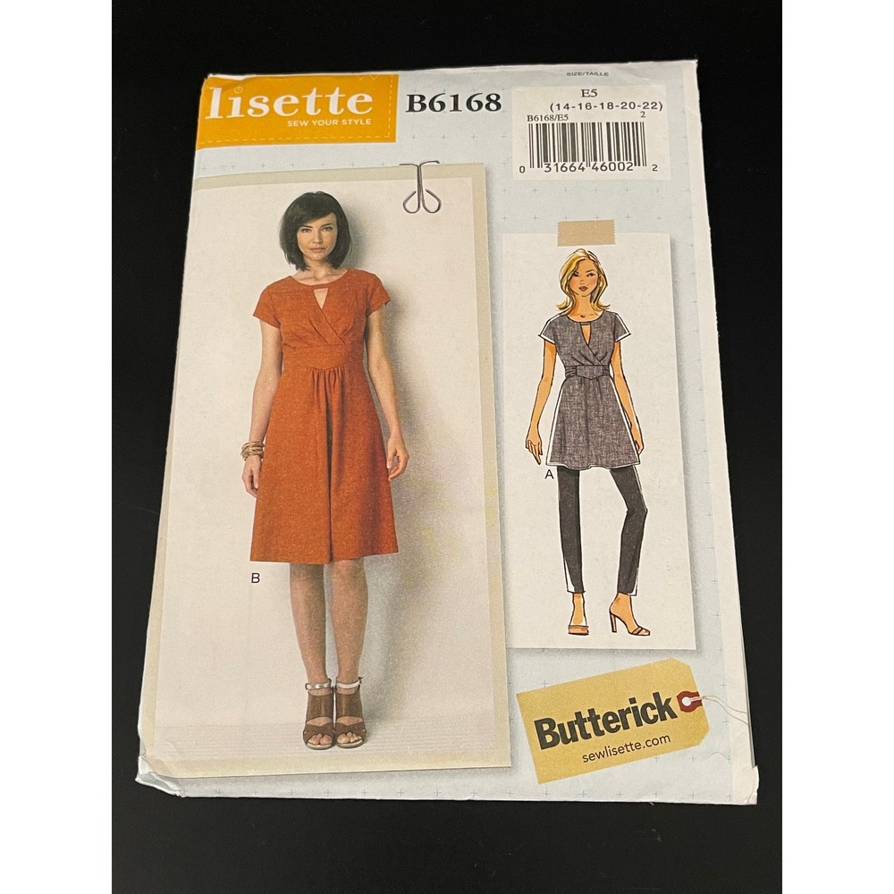 00286 Lisette Butterick‎ B6168 Sewing Pattern Misses Tunic Dress Size 14-22